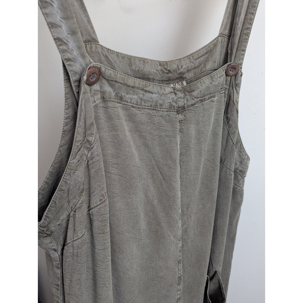 Plus 1X Jumper Pinafore Dress 1X Cottagecore Farm Boho Lagenlook Olive Green USA - Picture 6 of 9